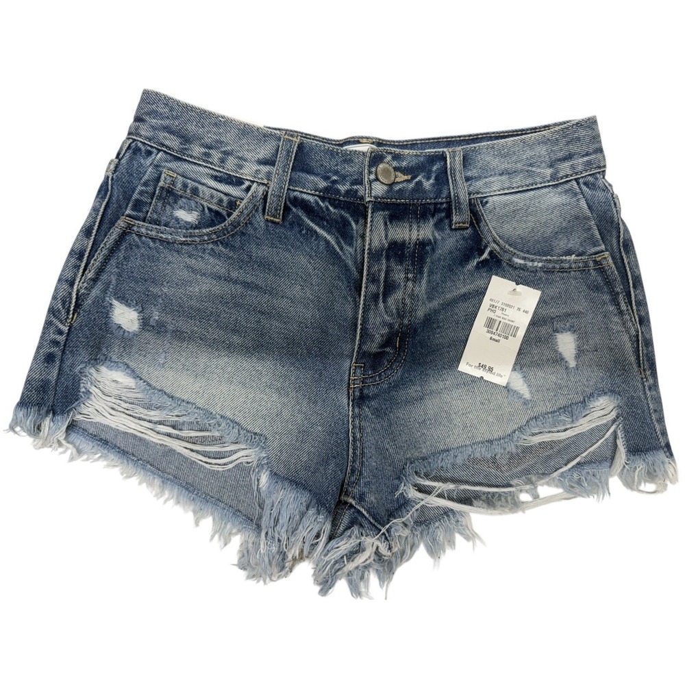 KanCan Size Small Ultra High-Rise cut-Off jean Shorts Light-Wash‎ Frayed Hem